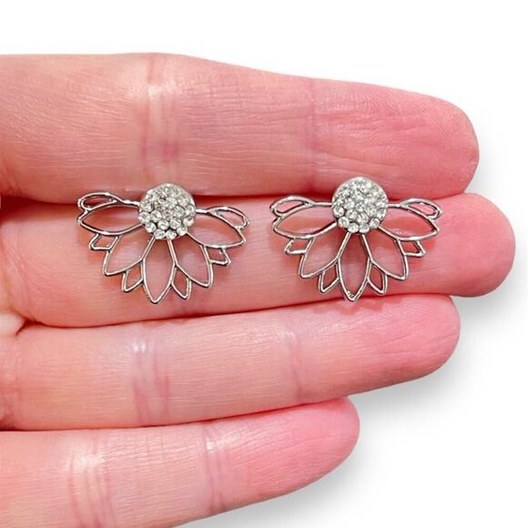 Crystal Jacket Lotus Earrings - Picture 4 of 4